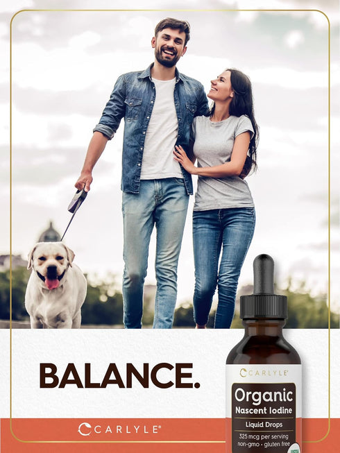 Carlyle Organic Nascent Iodine Liquid Drops | 2 fl oz | Vegan, Non-GMO, Gluten Free Supplement