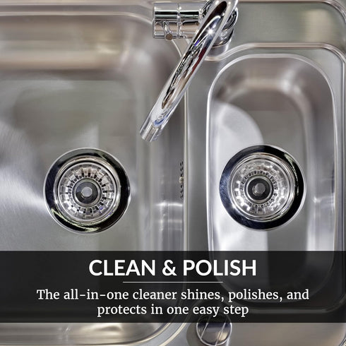 HOPE'S Perfect Sink Cleaner and Polish, Restorative, 8.5 oz 2 Pack with 2 Pads, Ideal for Stainless Steel and Porcelain