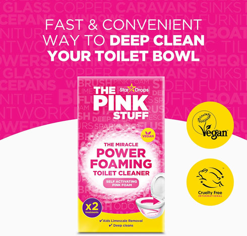Stardrops The Pink Stuff Miracle Power Foaming Toilet Cleaner Self-Activating Formula for Deep Cleaning, Stain Removal