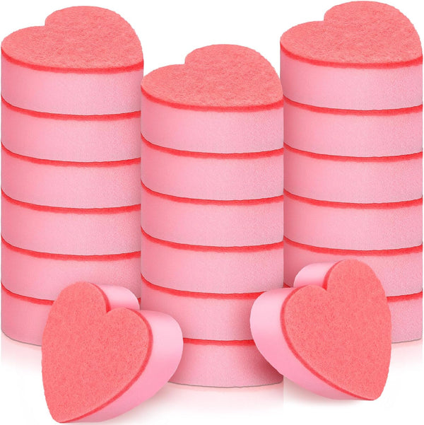 20 Pcs Pink Heart Dishes Sponge for Kitchen, Dual Sided Sponge and Scrubber for Household Cleaning Supplies.