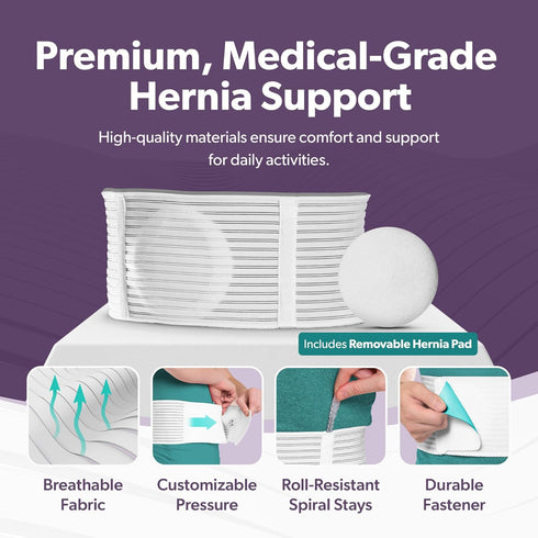 BraceAbility Umbilical Hernia Belt - Abdominal Binder Truss with Compression Pad for Navel, Ventral, Hiatal Relief