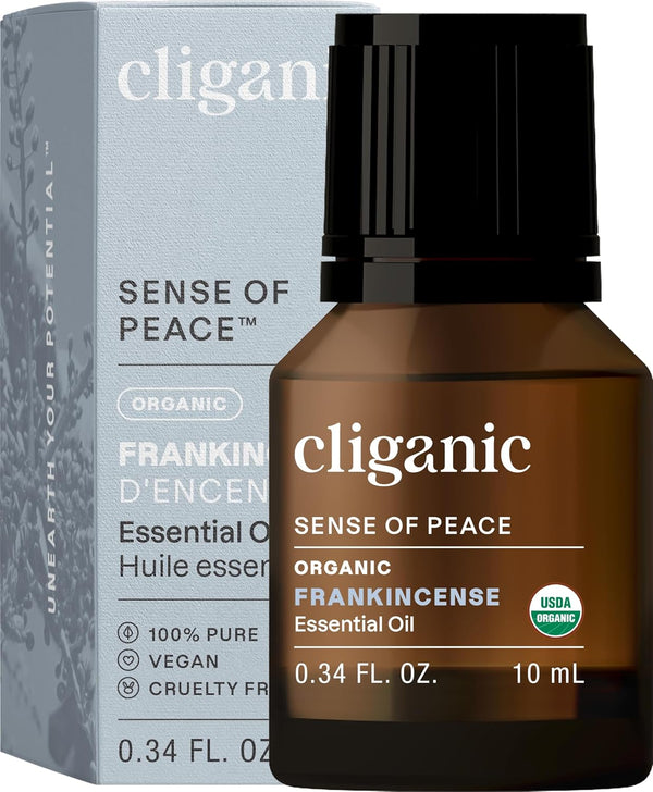 Cliganic Organic Frankincense Essential Oil - 100% Pure Natural Undiluted for Aromatherapy, Non-GMO Verified