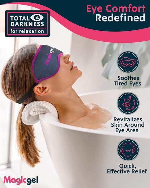 Magic Gel Eye Mask Cold Pack - 2 Pack Cooling Eye Mask for Sleeping, Reusable with Adjustable Strap