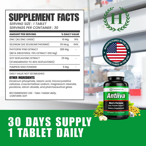 Hampstead Labs 90%, 30 Prostate Health Supplement for Men Beta Sitosterol with Zinc Reduce Bathroom Trips, Promote