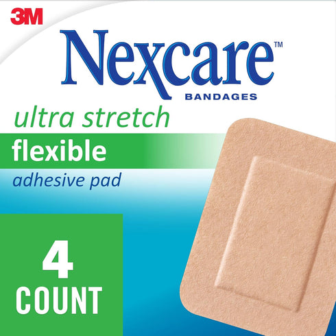 Nexcare Ultra Stretch Adhesive Pads, 3 x 4 in, 4 Count