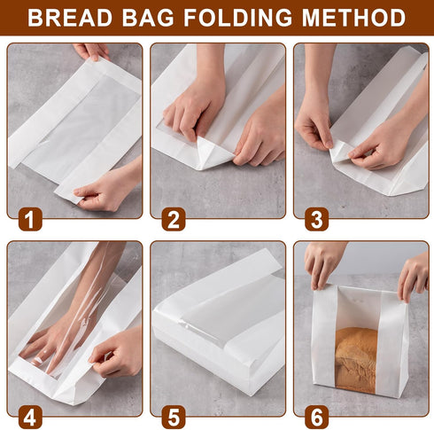 Hoewina 25PCS 25PCS (13.7x8.3x3.5 inch, Paper Bread Bags, Large Sourdough Bread Bags for Homemade Bread Bakery Storage
