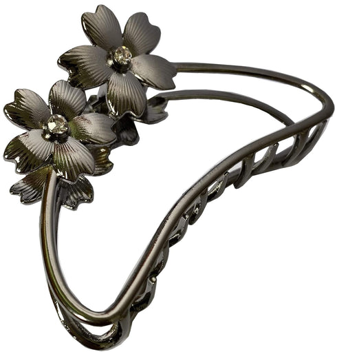 TANG SONG 4PCS Double Flower Shaped Metal Hair Claw Clips - Hair Catch Barrette Jaw Clamp for Women