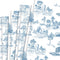 Bolsome 12Pcs French Style Wrapping Paper, Blue White Vintage Village Printed Gift Wrap Paper for Wedding Birthday DIY