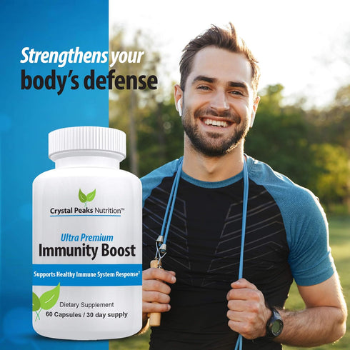 Immune Support Capsules with Elderberry, Vitamin C, Echinacea, Garlic, Zinc, Turmeric - 60 Vegan Capsules