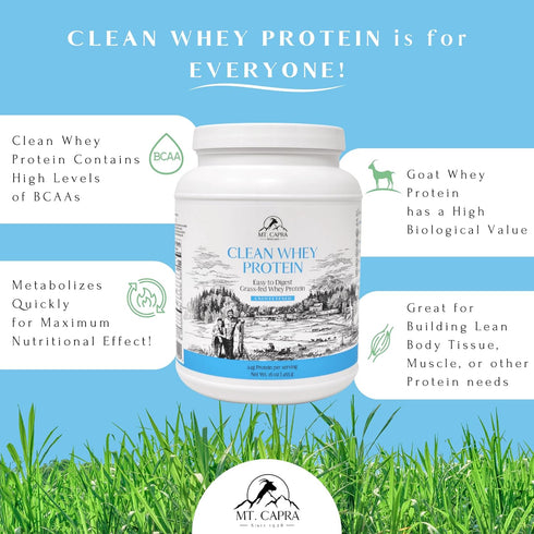 Mt. Capra Since 1928 Clean Whey Protein, Grass-Fed Undenatured Goat Whey Protein Powder, 24g Protein, 16 Ounce