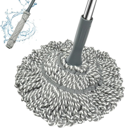 Self Wringing Mop for Floor Cleaning, Easy Squeeze Twist Mop with 52.5 Inch Long Handle, Heavy Duty Wet Mop