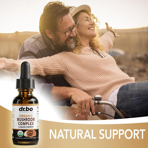 Organic Mushroom Complex Liquid Drops - Adaptogenic Mushroom Supplement with Lion's Mane, Reishi, Turkey Tail, 1oz
