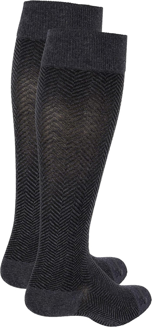 TOUCH Compression 15-20 mmHg, 1 Socks for Men, Herringbone, Cotton, Pair, Charcoal, X-Large