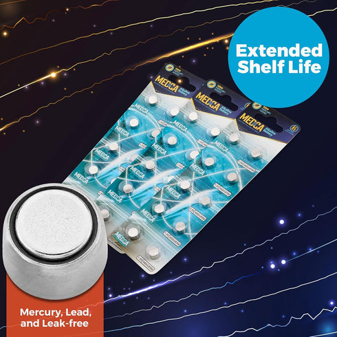 MEDca AG5 LR754 Batteries - 30 Count Pack - 1.5V Alkaline 754 Button Coin Cell Batteries for Hearing Aids