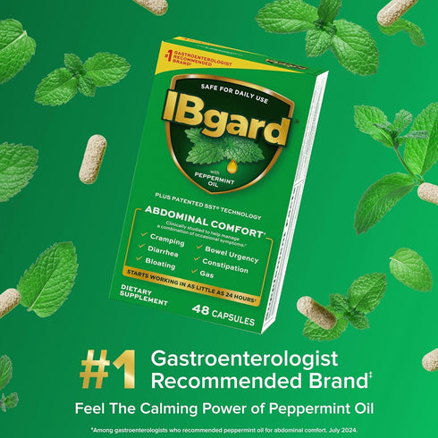 IBgard Gut Health Supplement - Peppermint Oil Capsules for Abdominal Comfort, 48 Capsules