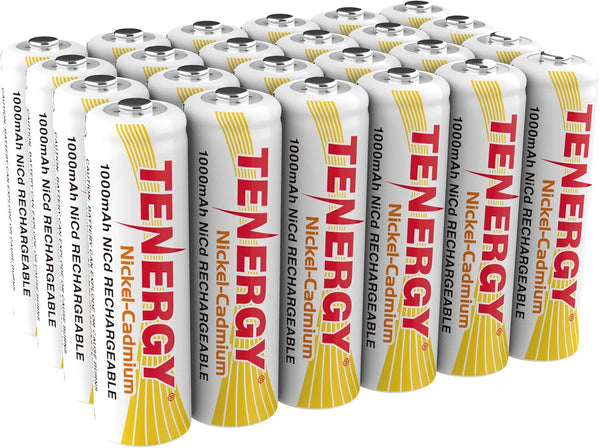 Tenergy AA Rechargeable NiCD Battery, 1.2V 1000mAh High Capacity AA Batteries for Solar Lights, Garden Lights (24 Pack)