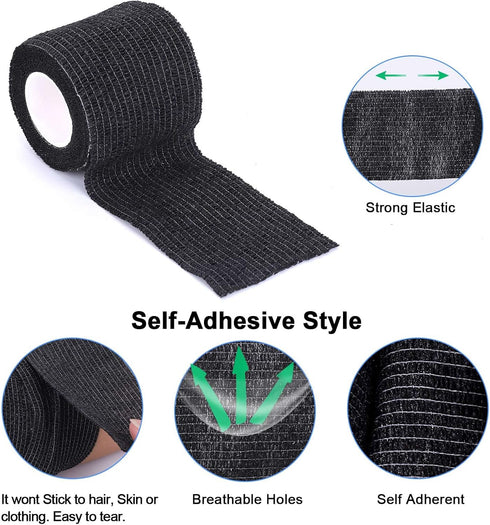Self-Adhesive Cohesive Wrap Bandage 6 Packs, 2 Inch X 5 Yards, Flexible Stretch Tape for Athletic First Aid, Sprains
