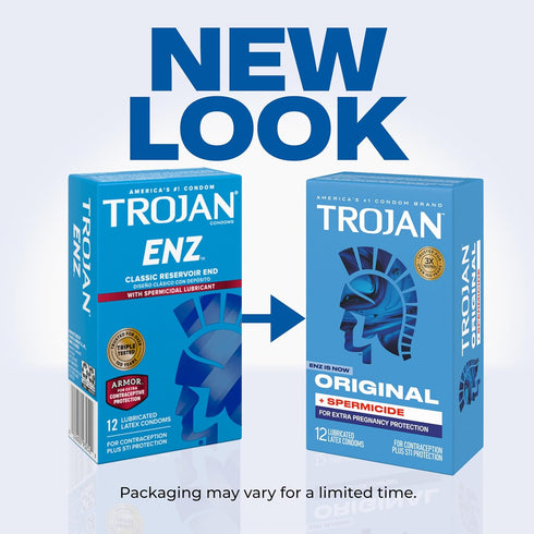 Pack, 36 Count TROJAN ENZ Spermicidal Lubricated Condoms, Value