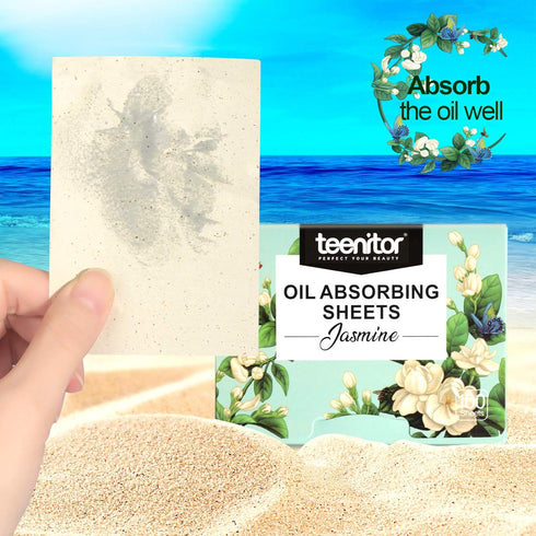 Teenitor Jasmine Oil Blotting Papers, 100 Sheets Oil Control Film for Oily Skin, Men & Women