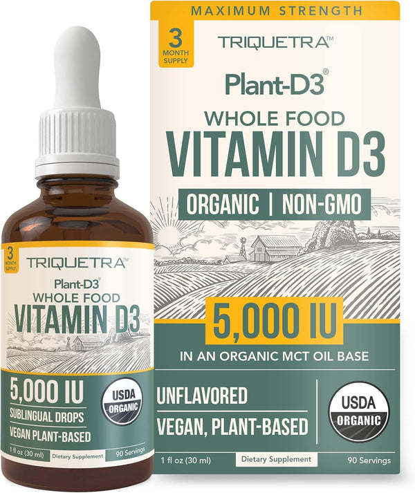 Plant-D3 Organic Vitamin D3 5000 IU - Vegan, Max Strength Sublingual Liquid