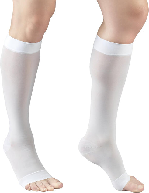 Truform Sheer Compression Stockings - Women's Knee High Length, Open Toe, 15-20 mmHg, 20 Denier, White, Small