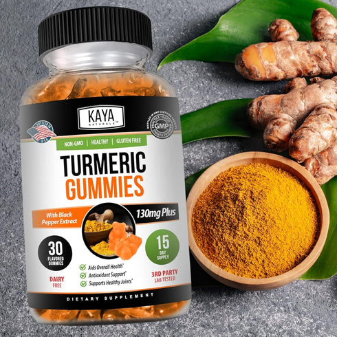 Kaya Naturals Turmeric Gummies 30 Count | Pure Nature Curcumin with Ginger & Black Pepper Extract | Joint Support