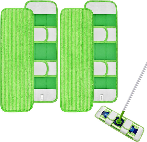 4 Pack Microfiber Mop Pads for Swiffer XL Mops, Reusable Wet and Dry Cloths for Hardwood Cleaning