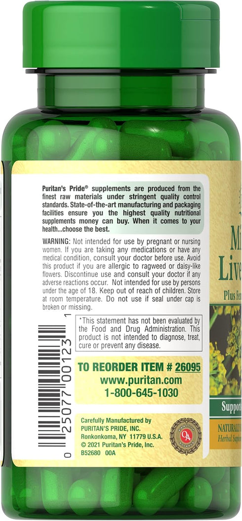 Puritan's Pride Milk Thistle Liver Complex, Supports Healthy Liver Function, 90 Count