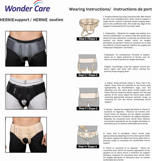 Wonder Care Inguinal Hernia Support Belt, Groin Truss Brace, Post Surgery Pain Relief, Adjustable Elastic Straps, A107