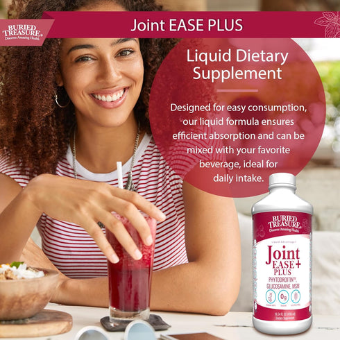 Buried Treasure Joint Ease Plus - 16 fl oz, Glucosamine Chondroitin with MSM and Turmeric for Joint Support