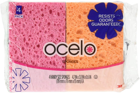 ocelo O-Cel-O Handy Sponges, Assorted Colors(Packaging May vary), 4 Count, pack of 4