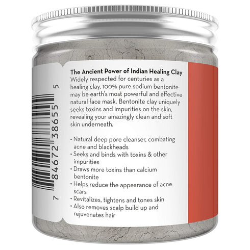 Pure Body Naturals Bentonite Clay Powder for DIY Detox Body & Face Mask, 8.0 oz