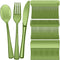 150 Pieces Disposable Cutlery Set, Heavy Duty Plastic Silverware, 50 Forks, 50 Knives, 50 Spoons for Home Office School