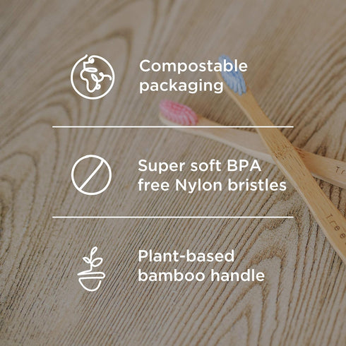 TreeBird Kids Bamboo Toothbrush 6-Pack | Eco-Friendly Dental Care with Super Soft Bristles and Compostable Handles