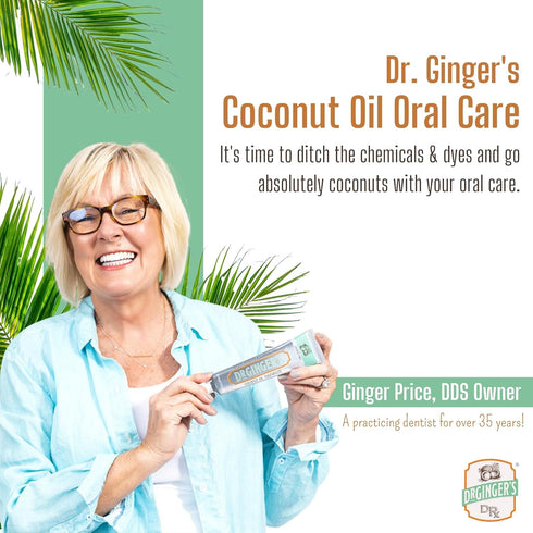 Dr. Ginger's Expandable White Charcoal Dental Floss - Mint, 32yds, 3 pcs - Tooth Floss Infused with Coconut Oil