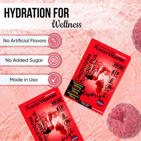 Electrolytes Powder Plus, Keto, Raspberry, Sugar Free, 1000mg Potassium, 120mg Calcium, 120mg Magnesium, Non-GMO, Zero