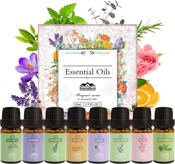8 Pack Organic Aromatherapy Essential Oil Set - Pure Essential Oil Kit for Diffusers & Candle Making