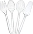 Plasticpro Disposable Plastic Serving Utensils Set of 12 - 3 Spoons, 3 Forks, 3 Knives, 3 Sifting Spoons, Clear