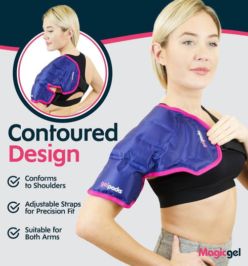 Magic Gel Ice Pack, Reusable Flexible Hot or Cold Therapy Compression Wrap for Rotator Cuff Injuries