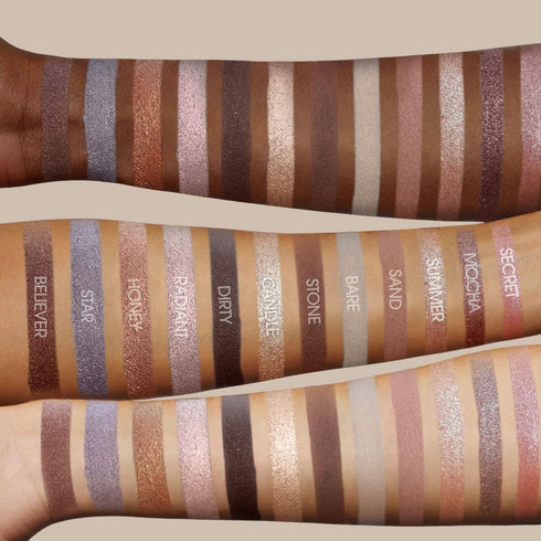 Lamora Nude Neutral Eyeshadow Palette, 12 Natural Highly Pigmented Shades, Travel Size Makeup Palette with Mirror