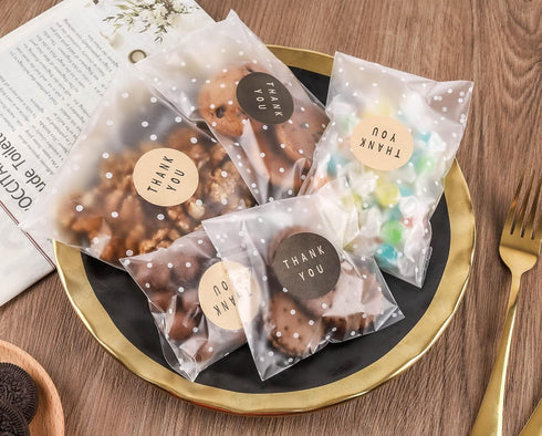 200PACK Self Sealing Cellophane Treat Bags, Clear Cookie Bags for Gift Giving with Stickers, 4X6INCH