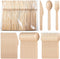 Compostable Wooden Cutlery Set, 500 Pack Disposable Wood Utensils (200 Spoons, 200