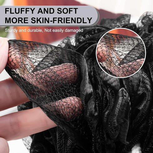 Loofah Sponge XXL, 100g 4 Pack, Bath Sponge Soft Mesh Shower Puff, Exfoliating Body Scrubber for Women