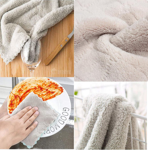 10 Pack Kitchen Cloth, Microfiber Dish Towels, Super Absorbent Coral Velvet Dishtowels, Quick Dry Cleaning Cloths