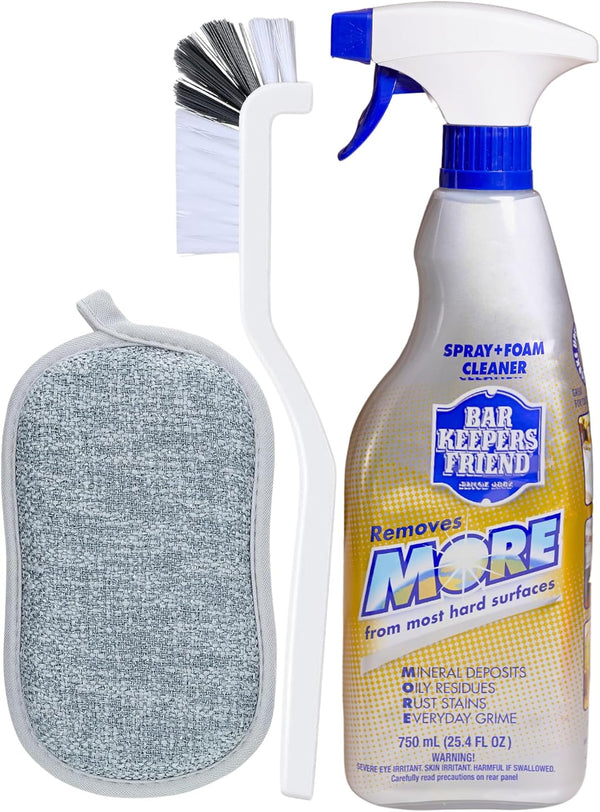Hiboss Bar Keepers Friend Spray + Foam Cleaner 25oz, Bundle with Cleaning Grout