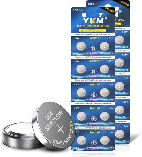 364 SR621SW 364/363 LR621 V364 AG1 Battery 20 Pack, 1.55V Silver Oxide Battery for Scale, Watch Batteries
