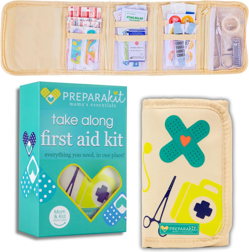 Travel First Aid Kit for Kids - Mini First Aid Kit for Car, Purse, Backpack, or Diaper Bag, 75 Piece Travel Medicine Kit