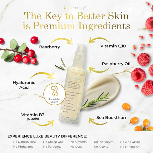 Non Greasy Hyaluronic Acid Moisturizer - Unscented Face & Body Lotion, Organic, Plant-Based, Anti-Aging, Travel Size