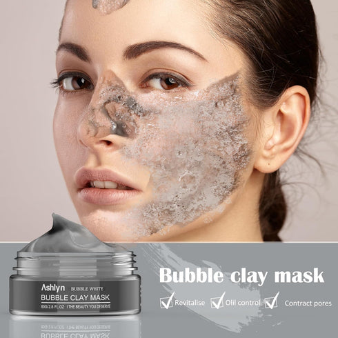 Ashlyn 3 PCS Clay Mask Set, Organic Facial Masks for Women, Green Tea and Rose Face Masks