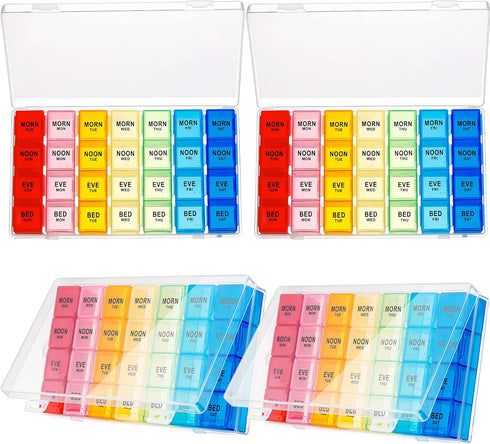 Hsei 4 Pack Pill Organizer Monthly XL Large Weekly Pill Organizer 4 Times